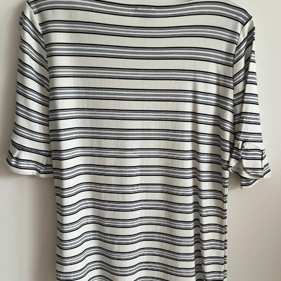 Ann Taylor Factory Striped Blouse with Elbow Length Ruffles Sleeves Size Medium - Picture 3 of 6